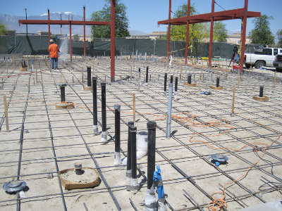 early construction build rebar and concrete